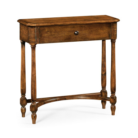 Country Walnut Small Console Table with Drawer