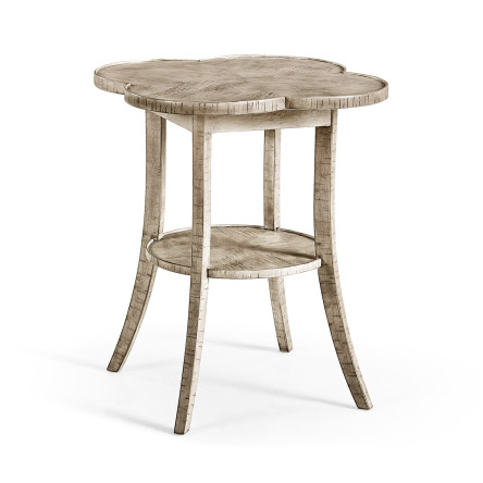 Quatrefoil Lamp Table in Rustic Grey