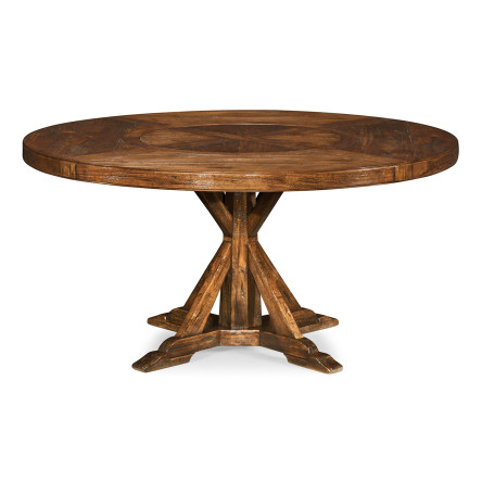 Country Walnut Round Dining Table with Inbuilt Lazy Susan 60