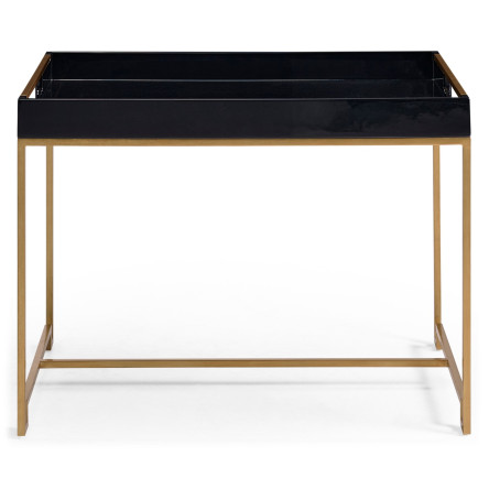 Gilded Iron Tray Table in Smoky Black Top