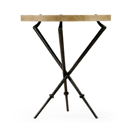 Round Lamp Table with Iron Base