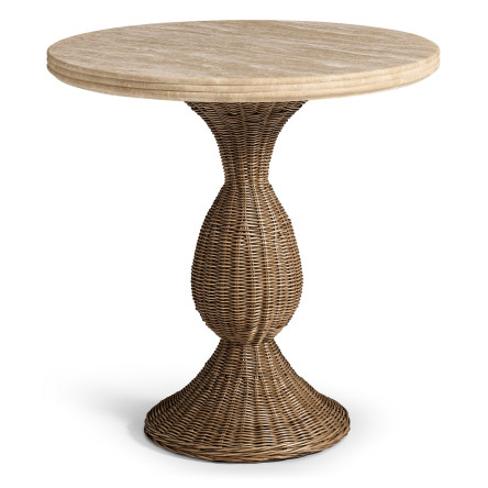 Palm Court Round Travertine Accent Table