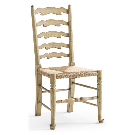 Traditional Ladderback Grey Painted Dining Side Chair