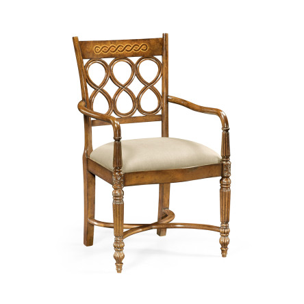 Rope twist veneer open back chair (Arm)