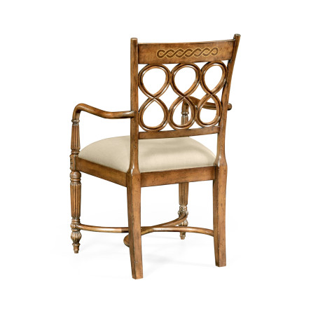 Rope twist veneer open back chair (Arm)