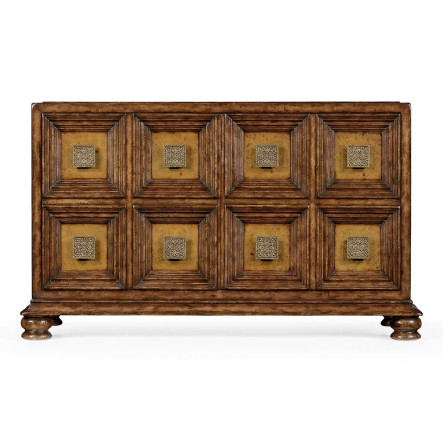 Distressed walnut 2-door cupboard (Square brass handles)