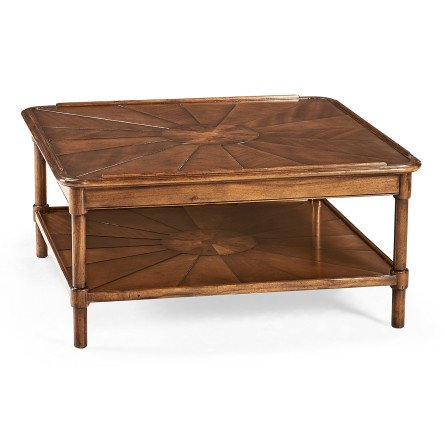 Square rustic walnut coffee table