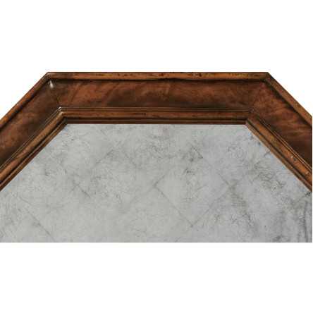 Large Octagonal Crotch Mahogany Mirror (Églomisé)