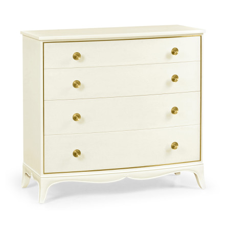 Ivory & Crackle Ceramic Lacquered Chest of Four Drawers