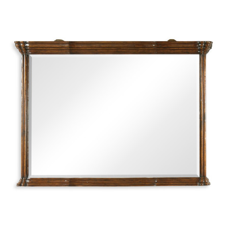 Walnut overmantle mirror with heavy mouldings