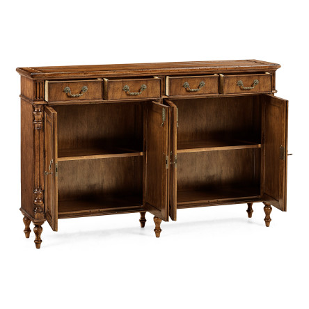 Traditional Double Narrow Cabinet with Twin Cupboards