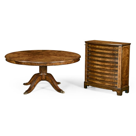 Walnut Extending Circular Dining Table with Storage Cabinet for Leaves 66