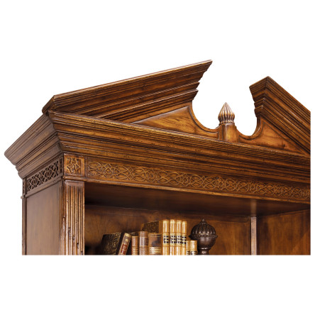 Walnut Open Bookcase with Pediment