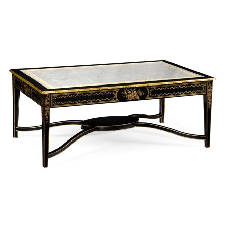 Black & Églomisé Rectangular Coffee Table