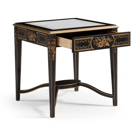 Black & Églomisé Square Side Table