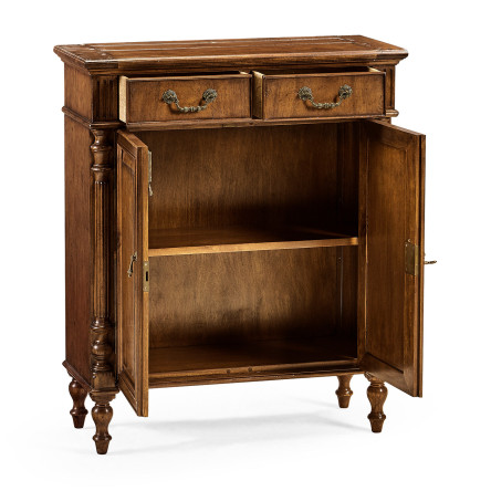 Narrow Walnut Cabinet with Cupboard