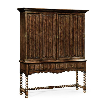 Elizabethan Style Dark Oak TV Cabinet