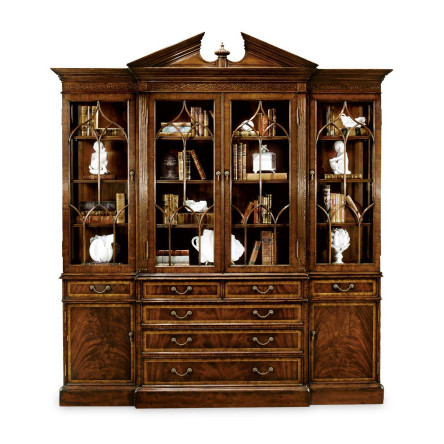 Triple Mahogany Display Cabinet with Drawers