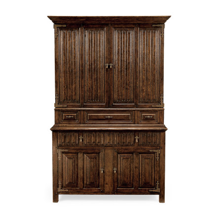 Linenfold Dark Oak TV Cabinet