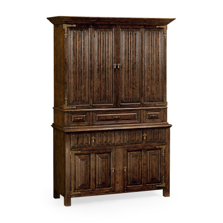 Linenfold Dark Oak TV Cabinet