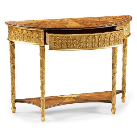 Small Gilded Console with Shelf