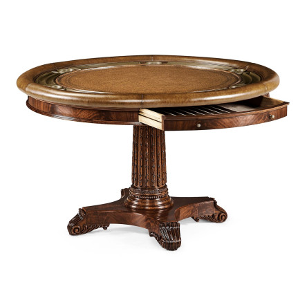 Mahogany Round Poker Table