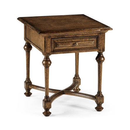 Elizabethan Style Dark Oak Square Side Table