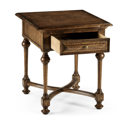 Elizabethan Style Dark Oak Square Side Table