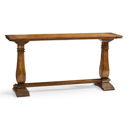 Large Figured Walnut Narrow Refectory Console