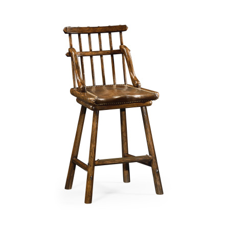 Rustic Dark Oak Side Bar Stool