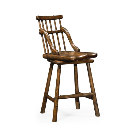 Rustic Dark Oak Side Bar Stool