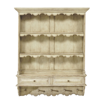 White painted hanging shelves