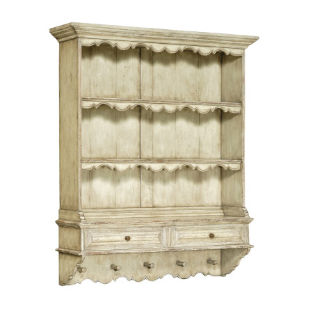 White painted hanging shelves