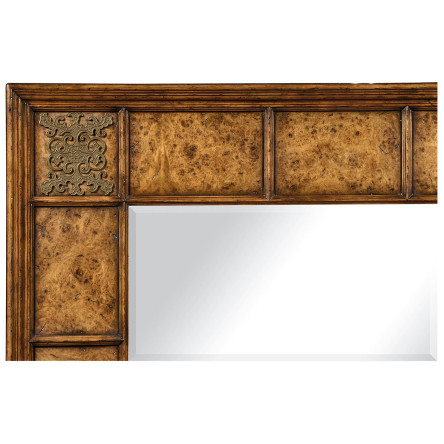 Square walnut & burl oak mirror