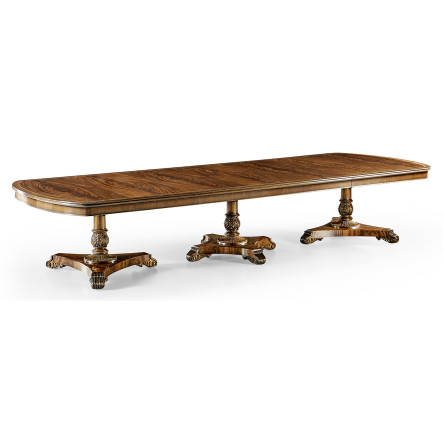 Crotch Walnut Triple Pedestal Dining Table 158