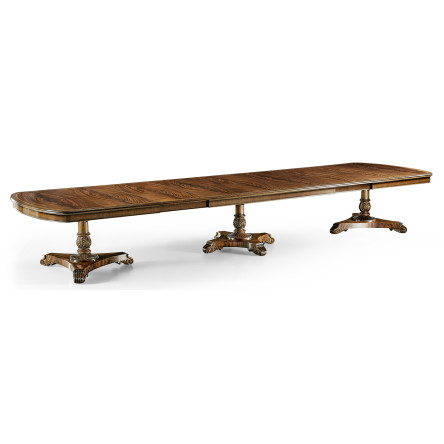 Crotch Walnut Triple Pedestal Dining Table 158