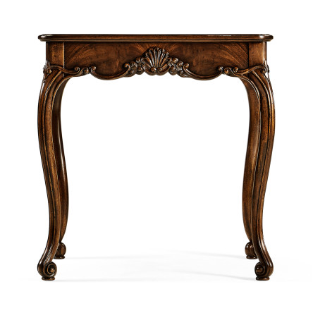 Mahogany Four Legged Square Side Table Scallop Shells