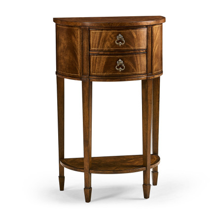 Crotch Walnut Demilune Narrow Tables
