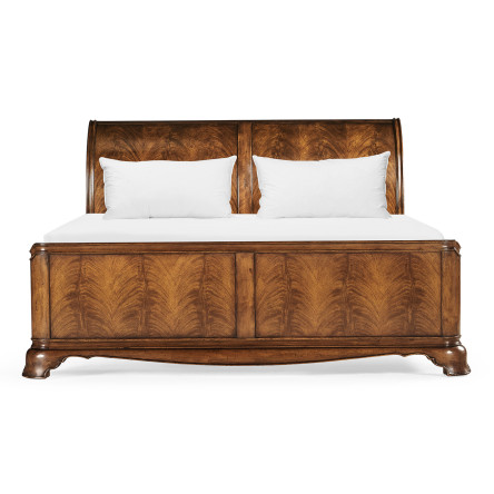 Walnut Sleigh US King Bed