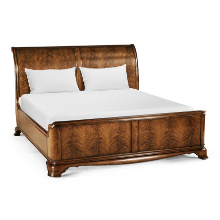 Walnut Sleigh US King Bed