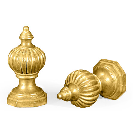Pair of Gilded Rub-Through Finial Ornaments