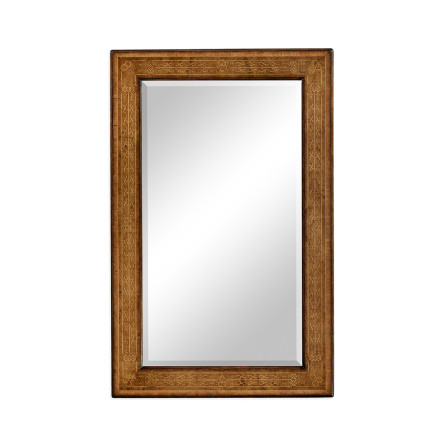 Rectangular burl walnut veneer mirror