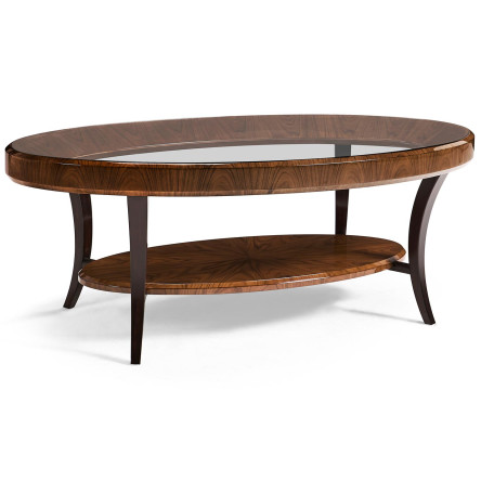 Art Deco Oval Glass Topped High Lustre Coffee Table