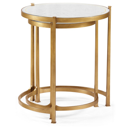 Églomisé & Gilded Iron Round Nest of Tables