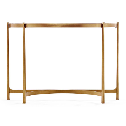 Large Églomisé & Gilded Iron Demilune Console 