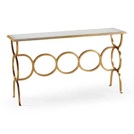 Églomisé & Gilded Iron Circles Console