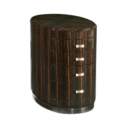 Oval Art Deco Macassar Ebony High Lustre Chest of Drawers