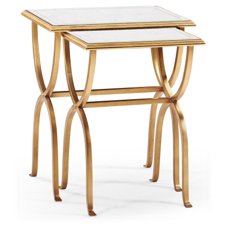 Églomisé & Gilded Iron Nest of Tables