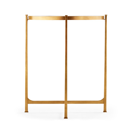 Small Églomisé & Gilded Iron Demilune Console