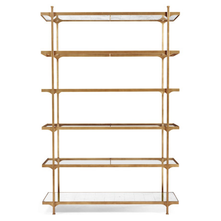 Églomisé & Gilded Iron Six-Tier Étagère